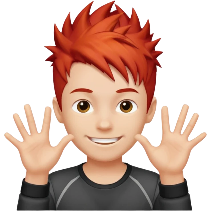 Boy with Red Hair – short spiky red haircut, energetic pose.










































 emoji