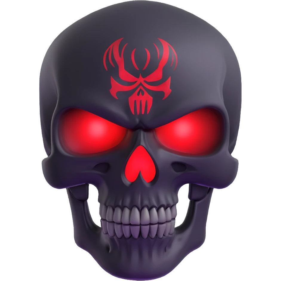 Punisher skull with intense glowing red eyes emoji