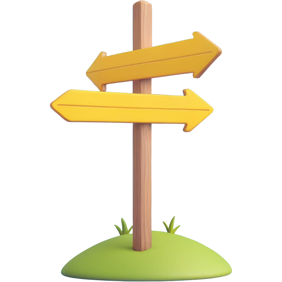 wooden post with yellow arrow sign pointing the way, Camino de Santiago emoji