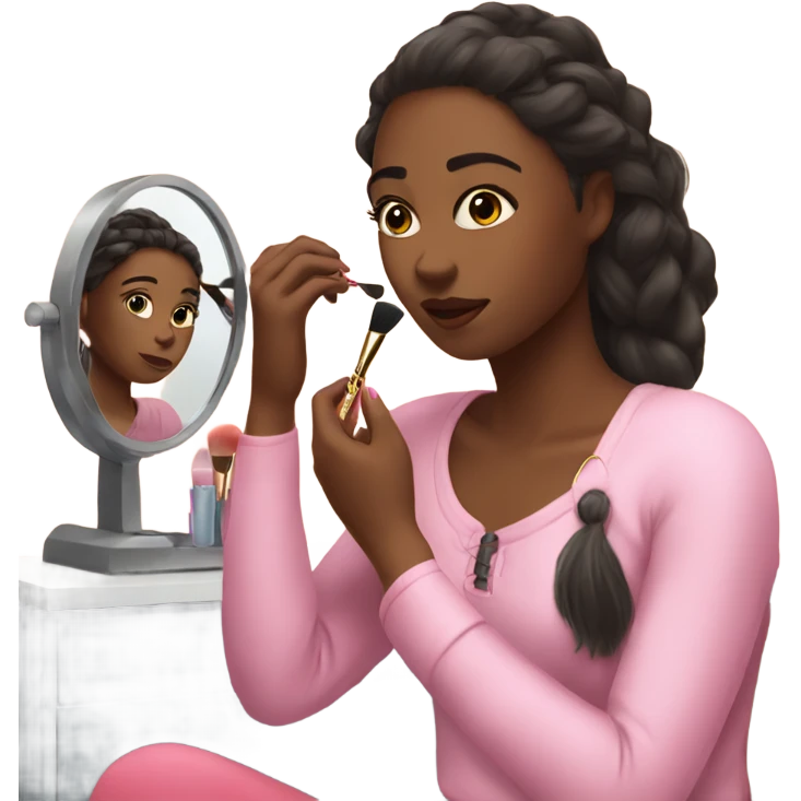 Girl putting on makeup in her room  emoji