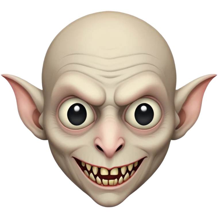 Count Orlock face from Nosferatu, vampire with bald head, pointy ears, sharp teeth, sunken eyes, rat-like features emoji