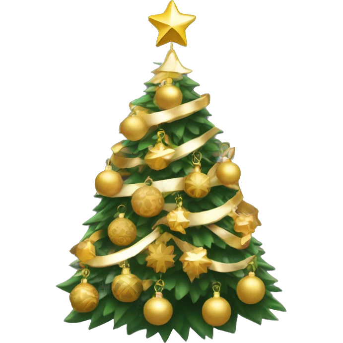 christmas tree with gold ornaments emoji