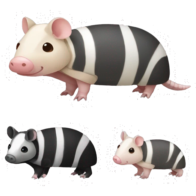 Black and white piebald chubby armadillo pig panda centipede armadillo  emoji