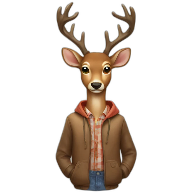 Deer with clothes in his antler emoji