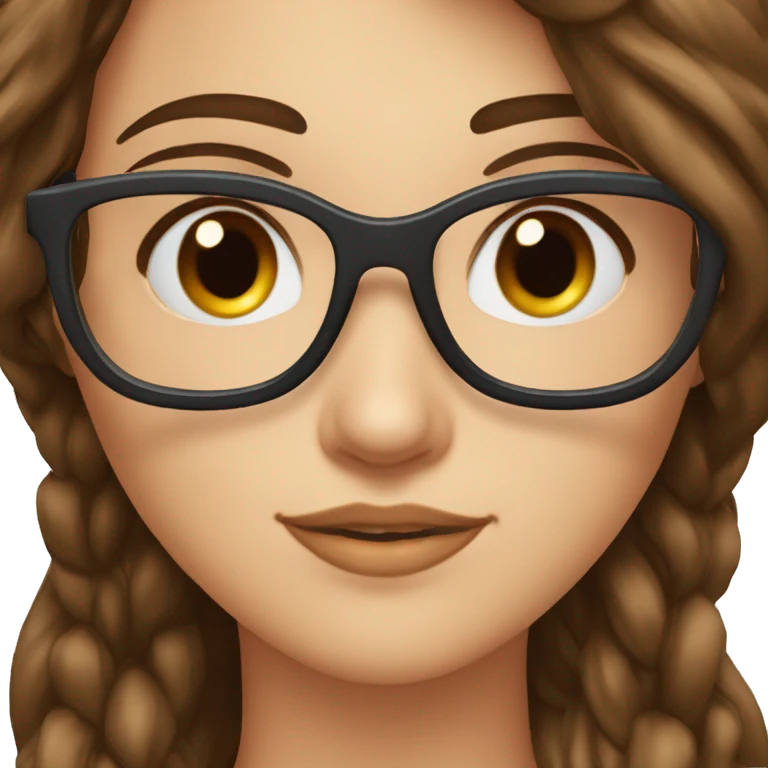 Une fille avec brune avec une mèche décoloré et des lunettes emoji