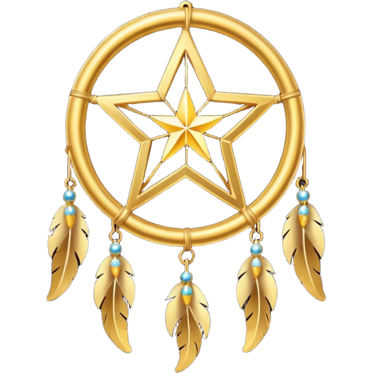 Star-shaped golden bright divine shimmering shiny sparkly glittery glowing glossy dreamcatcher  emoji