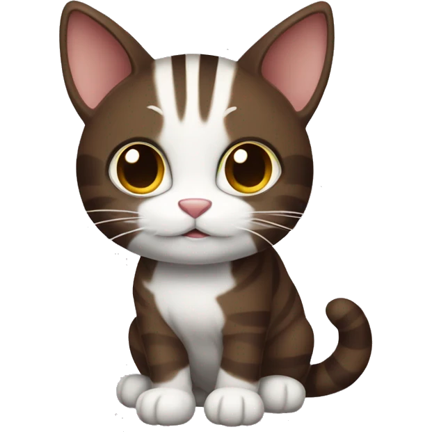 Striped dark brown cat with white paws emoji