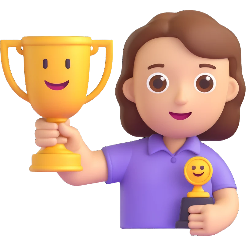 an emoji of emoji holding a trophy emoji