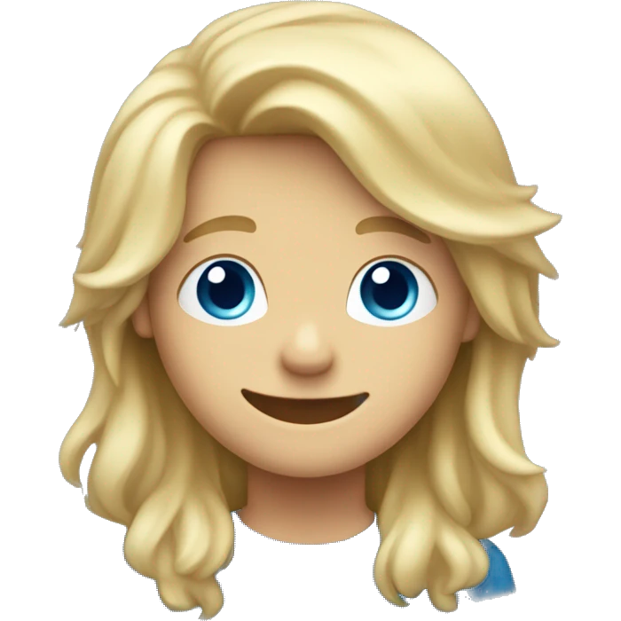 Blonde long haired boy with blue eyes smiling with hair down to his shoulders emoji