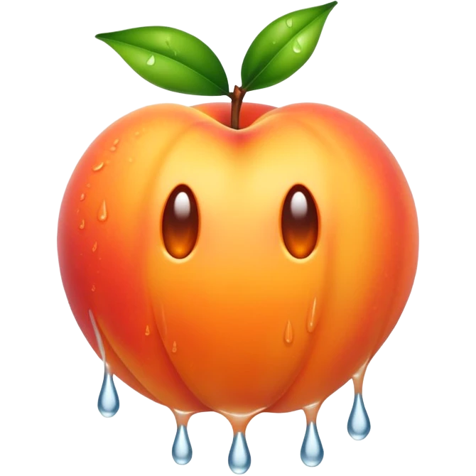 Wet shiny dripping peach emoji