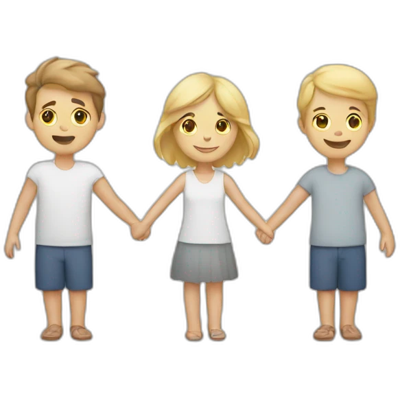 three white people holding hands emoji