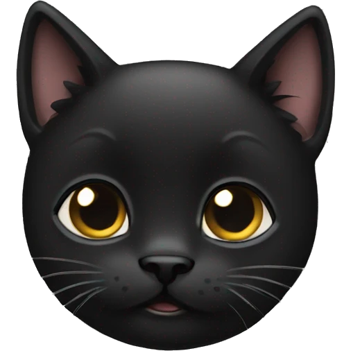 a cute all black kitten with an anxious face emoji