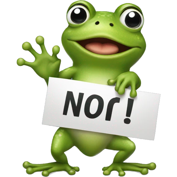 frog holding sign saying no emoji