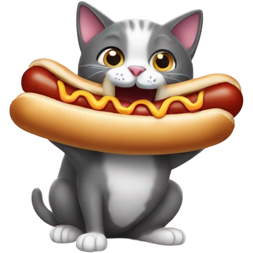 cat biting a hotdog emoji