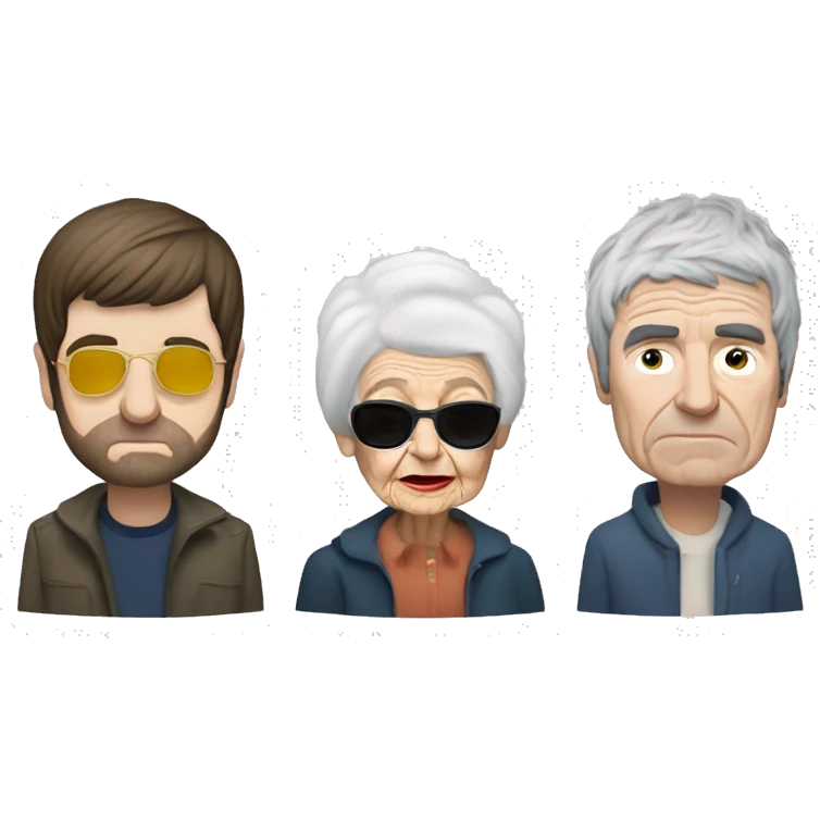 liam and noel gallagher alonside three elderly woman emoji