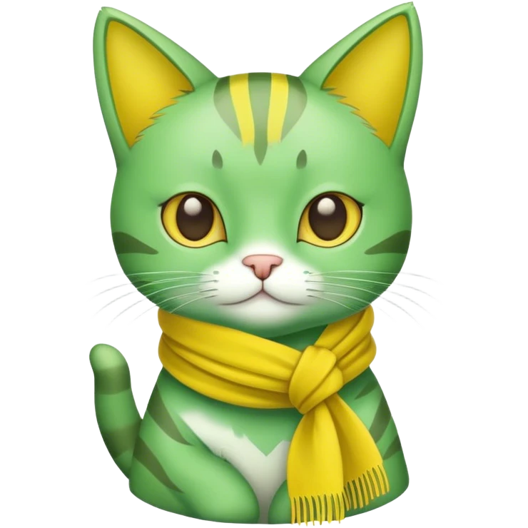 green cat wearing a scarf emoji