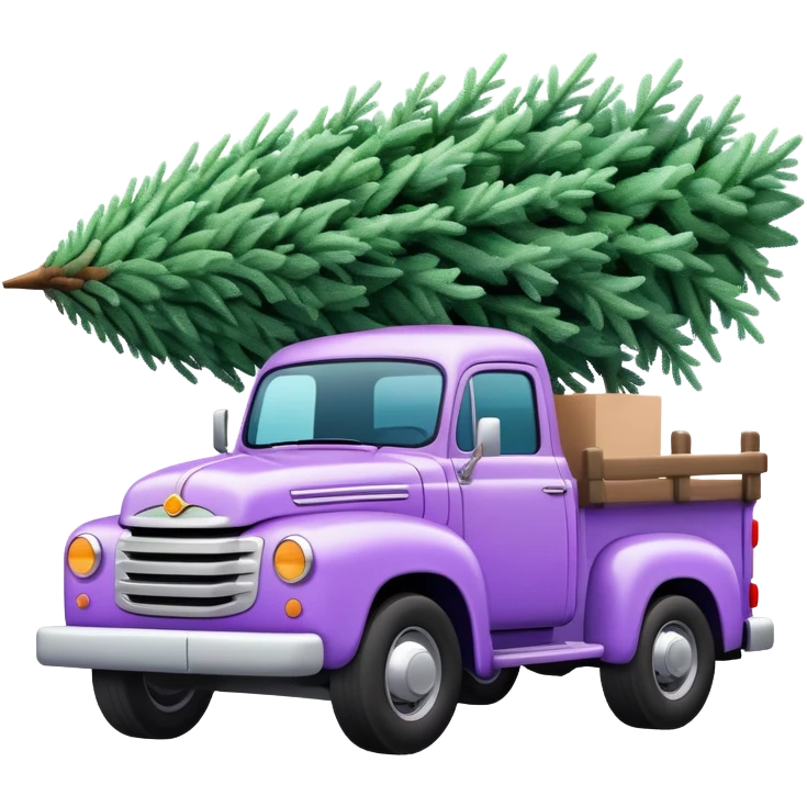 Pastel purple truck with Christmas tree emoji