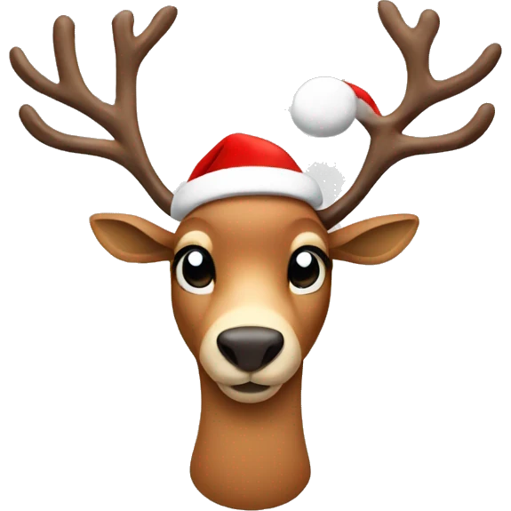 Reindeer wearing Santa clause hat emoji