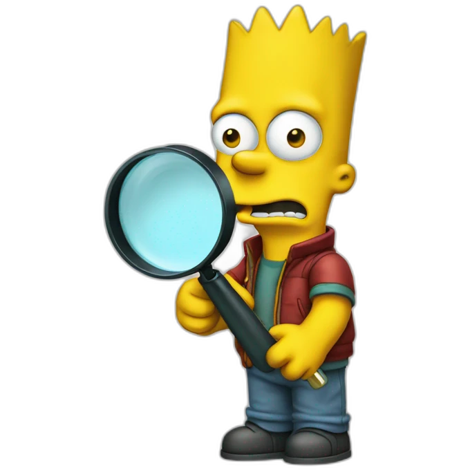 Bart Simpson holding a magnifying glass emoji