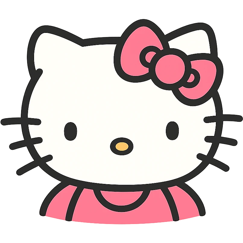 Hello Kitty emoji with pink and white girly aesthetic, cute and charming icon style emoji