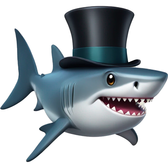 Shark with a top hat emoji