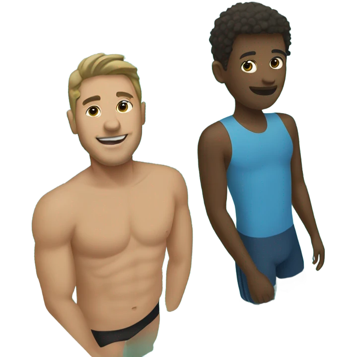 two friends who are swimming in a pool  emoji