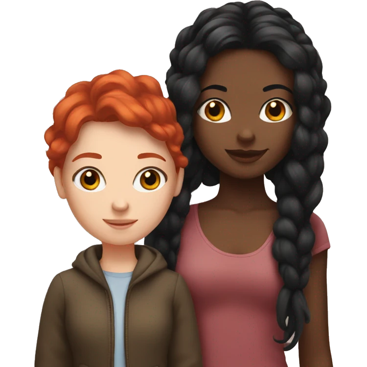 Red hair girl and black hair girl  emoji