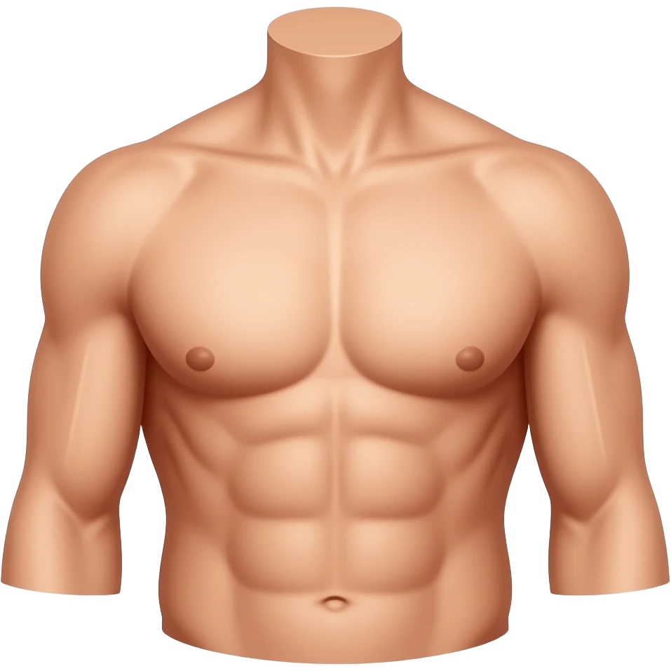 draw the thorax of a man, excluding everything from the neck upward, cut out the face emoji