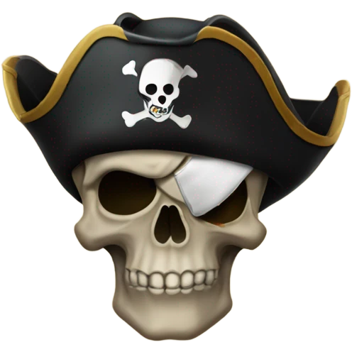 Skull dark with eye patch and pirate hat emoji