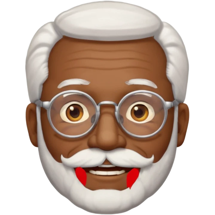 An elderly man emoji with medium-dark skin tone, white hair on the sides, glasses, light eyebrows, and a light white beard. emoji