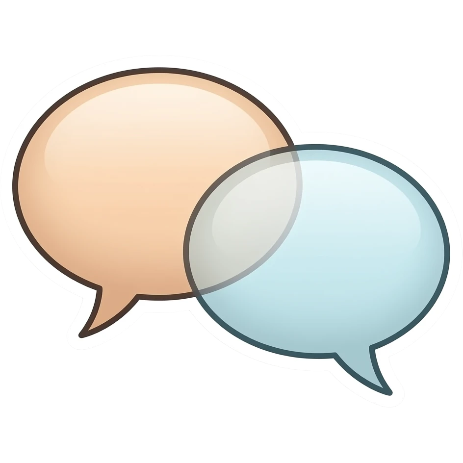 minimalistic line art two speech bubbles sticker, elegant thin strokes, pastel tones, clean vector design, no background, modern aesthetic, 8k emoji