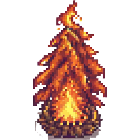 retro style pixel art fire emoji