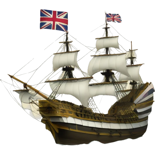 mayflower ship with the Grand Union Flag emoji