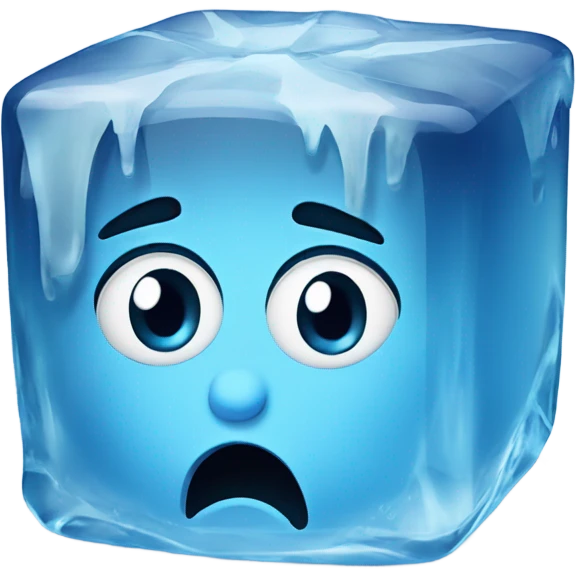 emoji sad crying bawling face frozen in an ice cube emoji