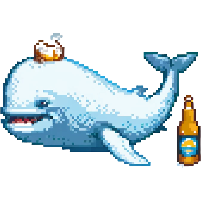 white whale with beer emoji