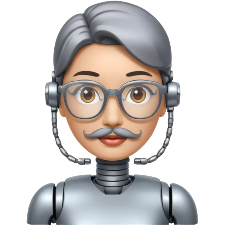 robotic woman with glasses mustache  emoji