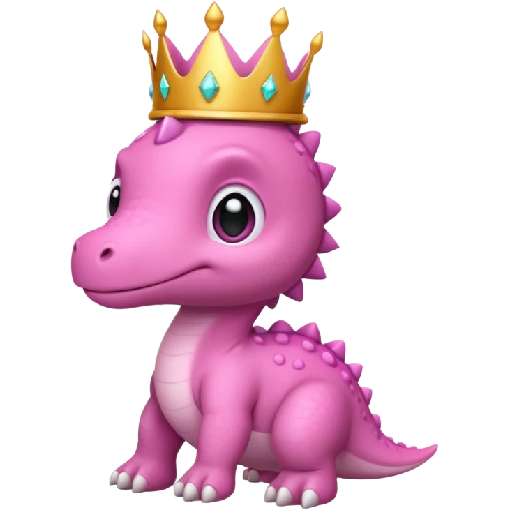 pink baby dinossaur with a crown emoji