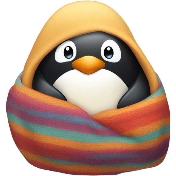 penguin in a blanket emoji