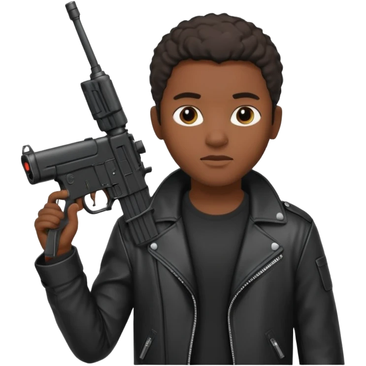 Fais moi un jeune afro américain qui ressemble a un gangster qui tient une AR15 emoji