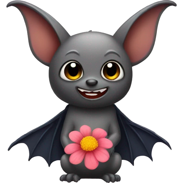 Bat with flower emoji