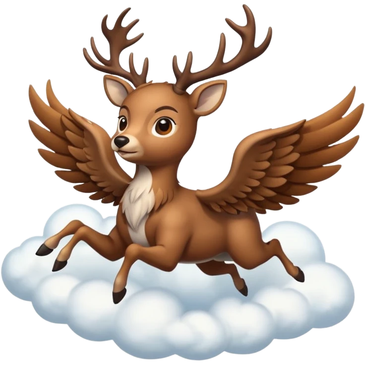 Make a 10 point deer with wings and its flying on a cloud and it is going crazy emoji