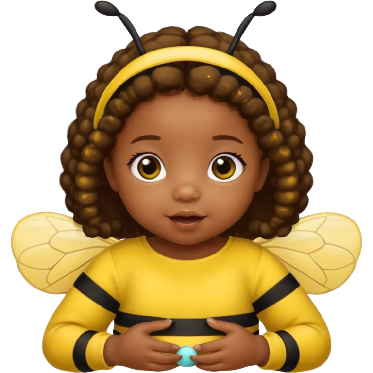 brownie baby girl with pacifier dressed as a bee emoji