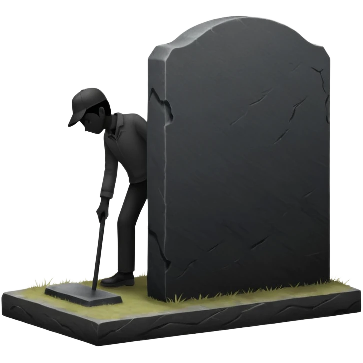 a silhouette of a person shadowing a gravestone emoji