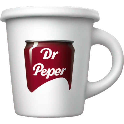 mug cup with Dr Pepper logo emoji
