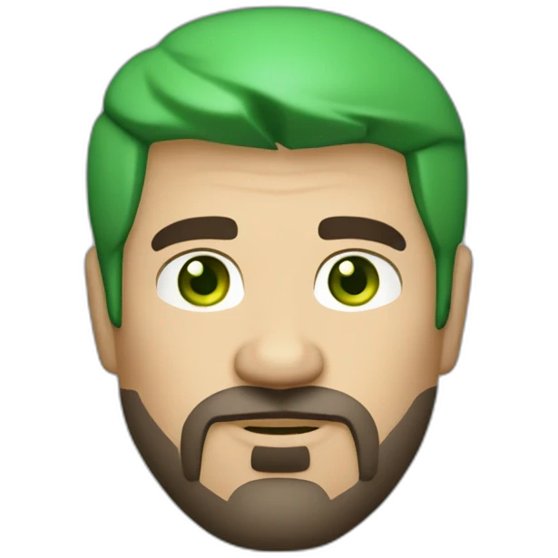 fat middle aged developer short dark brown graying hair goatee with green eyes wearing hoodie emoji