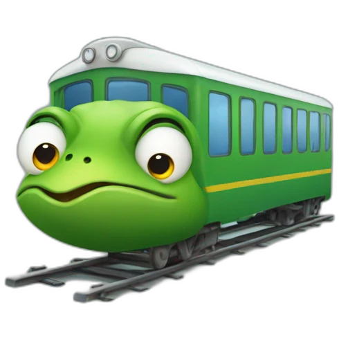 Une grenouille sur un train emoji