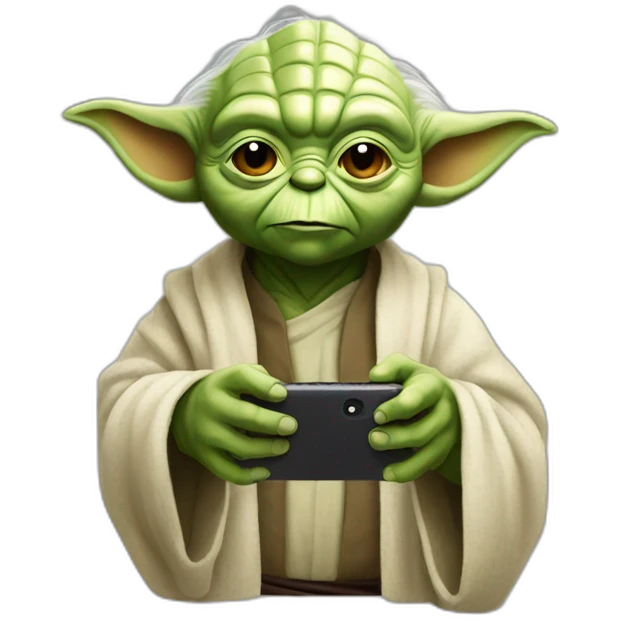 Yoda with a smartphone emoji