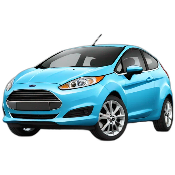 Light Blue Ford Fiesta with mouth emoji