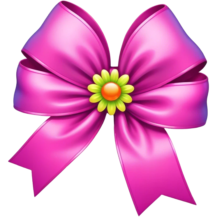 Pink bow with a psychedelic style flower  emoji