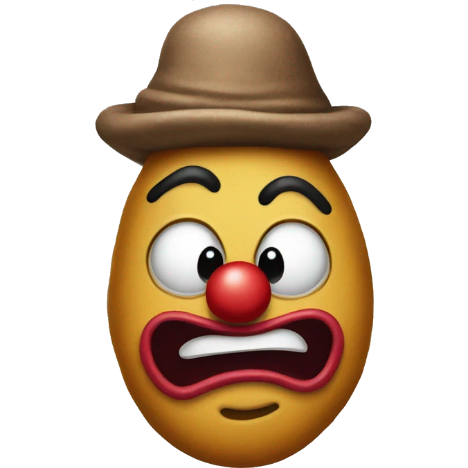Poop face in a clown costume emoji
